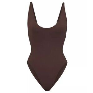 SKIMS Swim Scoop Neck One-Piece Swimsuit Women's Plus Size 3X Cocoa NWT